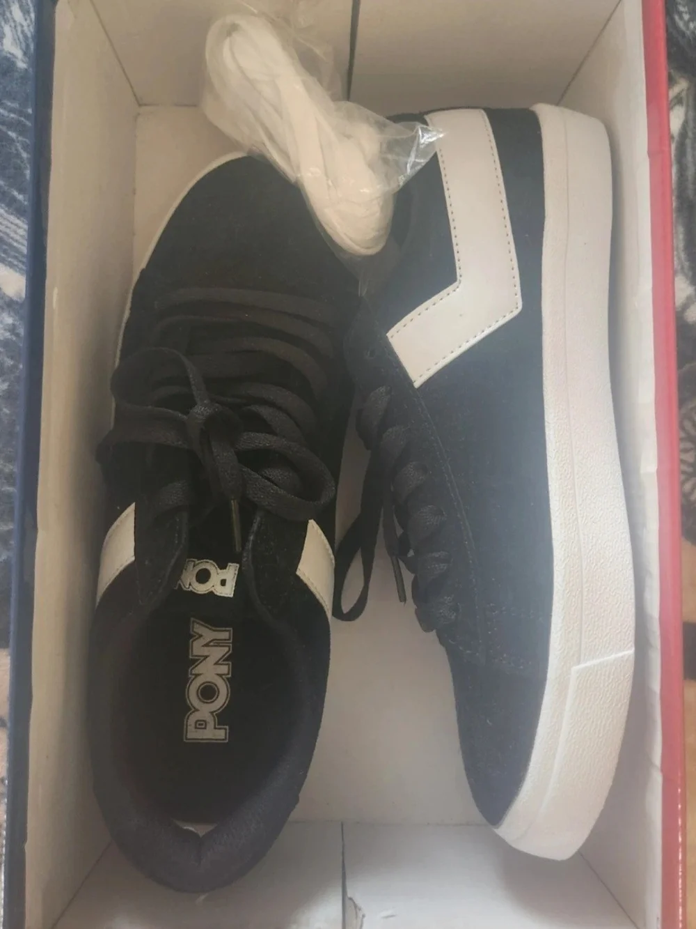 PONY Black and White Low-Top Athletic Sneakers